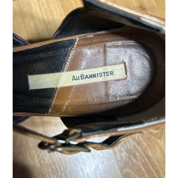 Au BANNISTER Mary Jane style heeled shoes Brown Leather Bow Chic Classic Retro - Picture 9 of 13